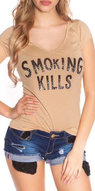 t-shirt smoking kills beige